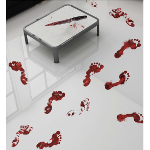 Blodige fodspor gulv klistermrker