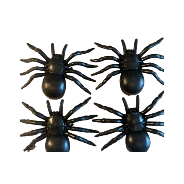 Edderkopper sorte 4 stk i plast