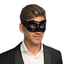 Venetiansk maske sort med paliettter