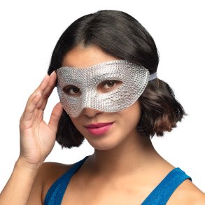 Silver �gonmask med Strass
