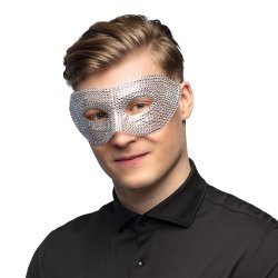 Silver �gonmask med Strass