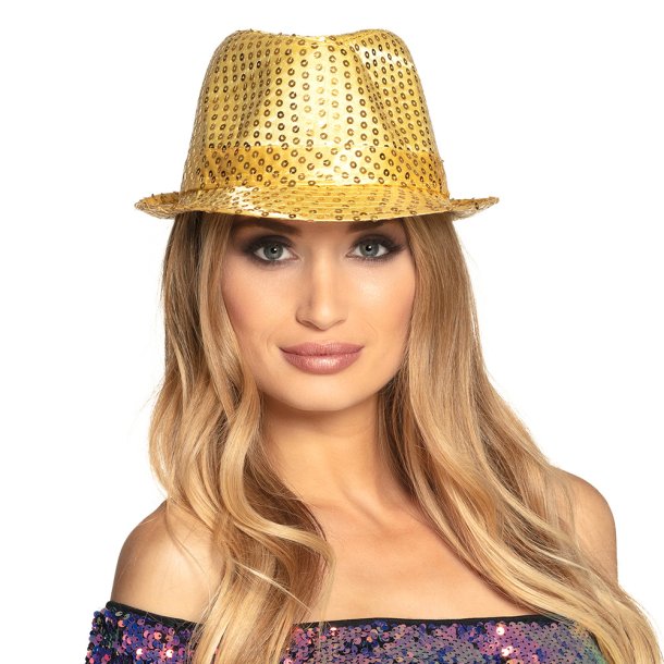Hat Fedora med palietter i guld