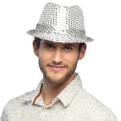 Hat Fedora med paljetter i silver