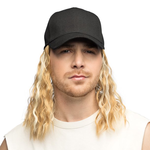 Kasket med Blond Paryk