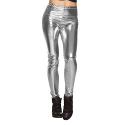 Metallic silver leggings