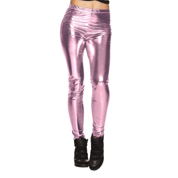 Metallic ljusrosa leggings