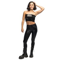 Leggings Metallic Sort