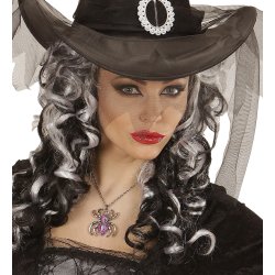 Spindelhalsband med rosa stenar