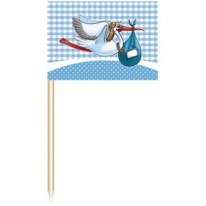 Plockar med stork i ljusbltt