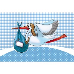 Vindues banner - Flag med stork i bl