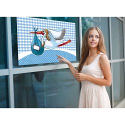 Vindues banner - Flag med stork i bl