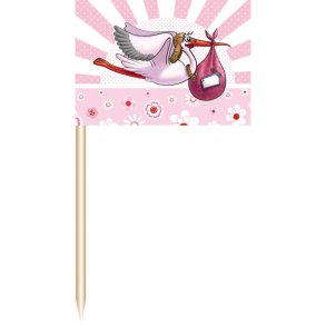 Plockar med stork i rosa