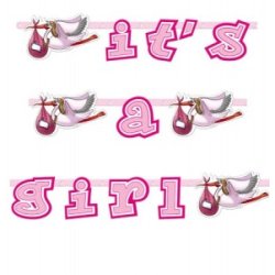 Its a girl banner med stork 2 meter