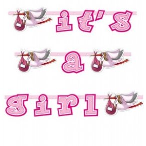 Its a girl banner med stork 2 meter