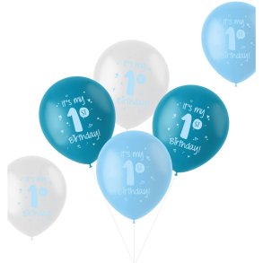 1.st Birthday balloner i bl�-hvid