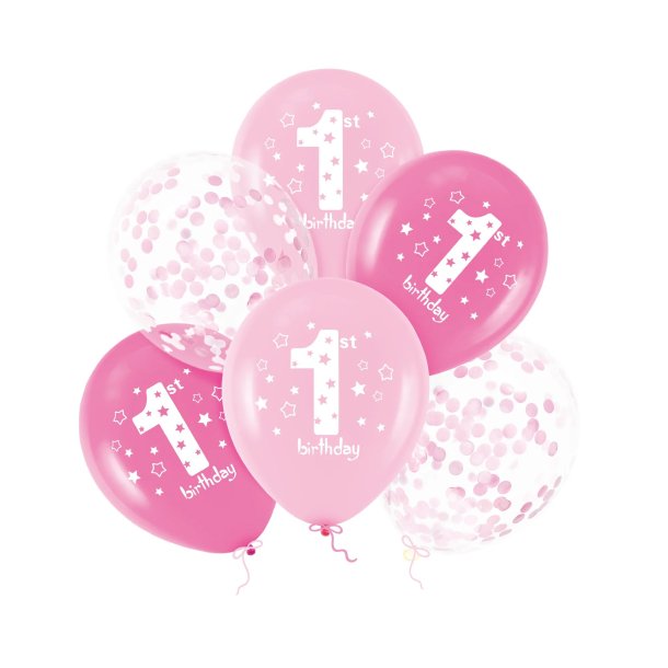 1 �r balloner i pink - 1.st Birthday
