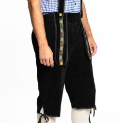 Lederhosen sort - 3/4 del lngde 