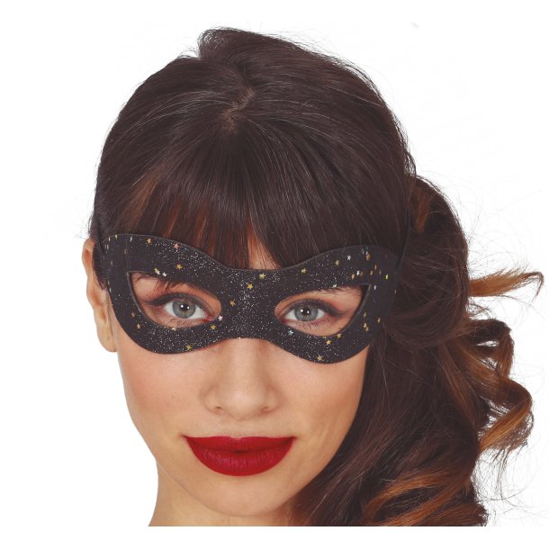Sort glittermaske