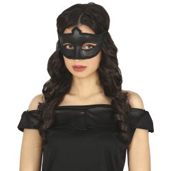 Mattsvart �gonmask med glitter