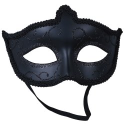 Mattsvart �gonmask med glitter