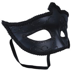 Mattsvart �gonmask med glitter