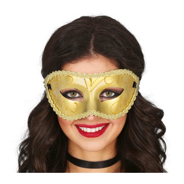 Guld maske med glitter mnster