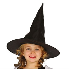 Heksehat til brn i sort nylon