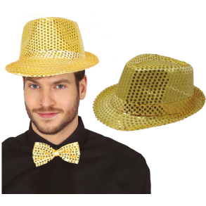 Fedorahatt med guldpaljetter