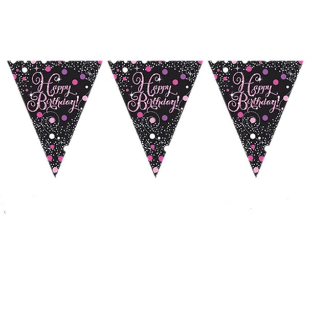 Happy Birthday Flagbanner - Sparkling pink