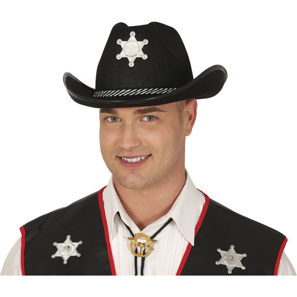 Sheriffhatt i svart - filt