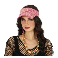 Visir med rhinsten - pink