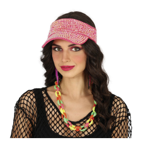 Visir med strass - rosa