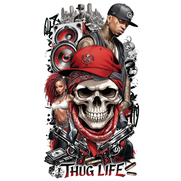 Tatuering i f�rgerna THUG LIFE
