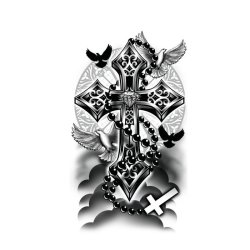 Falska tatueringar - Cross - 14x30