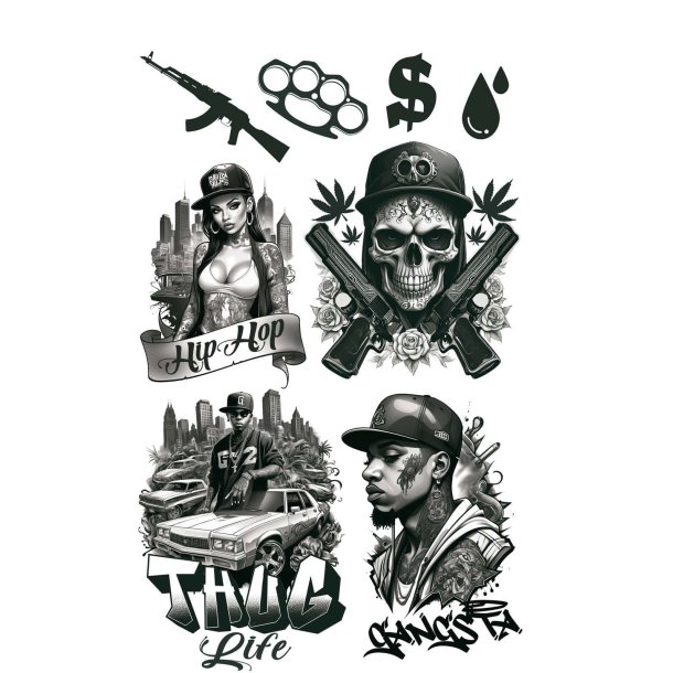 Falske tatoveringer - thugLife - 14X30
