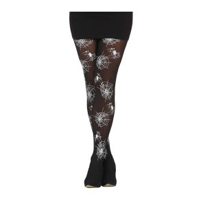 Strumpbyxor i svart med tryck av nt och spindlar