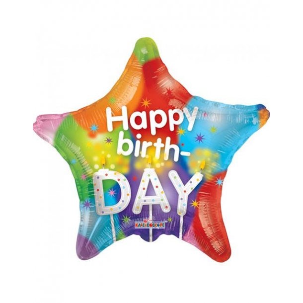 Folie ballon Stjerne  46 cm Happy birthDAY