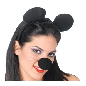 Svarta mus�ron p� ett h�rband