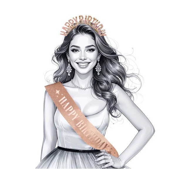 Happy Birthday set i rosaguld