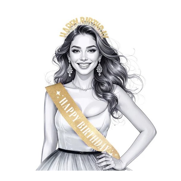 Happy Birthday set i guld