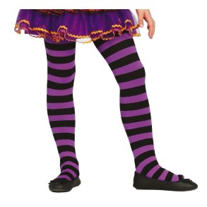 Strumpbyxa i svart-lila fr barn