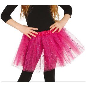 Glitter tyl skrt i pink til brn