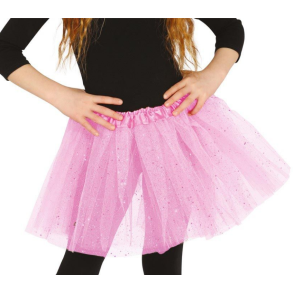 Rosa glittrig tyllkjol f�r barn