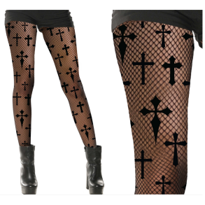 Netstr�mper med kors - sort 