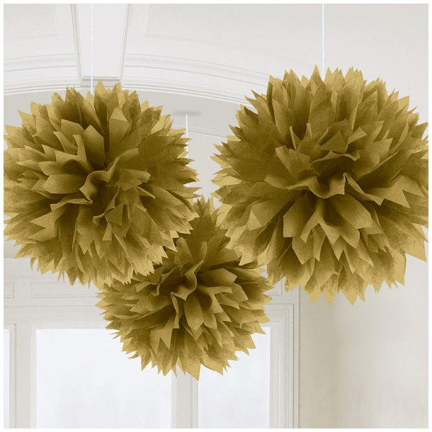 Vv pompom  40cm Guld 3stk