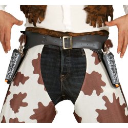 Cowboyb�lte i svart med 2 pistoler