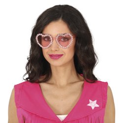 Hj�rtglas�gon med stenar - Rosa