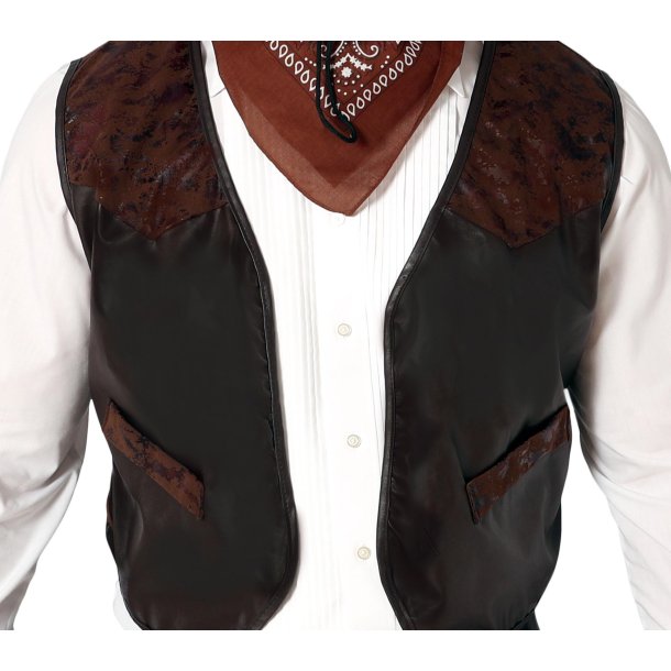 Cowboy vest i brun l�derlook