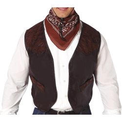 Cowboy vest i brun l�derlook