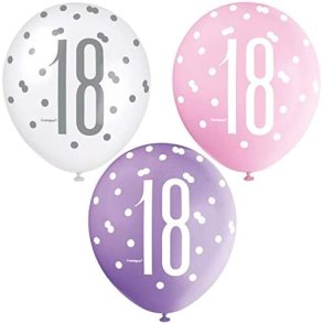 18 r balloner Rosa-Hvid-lilla